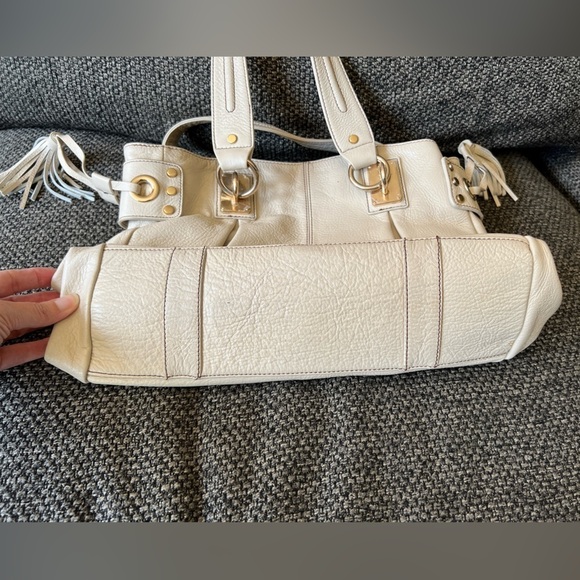 Paul Frank Ivory Pebbled Leather Satchel Handbag - Picture 7 of 14